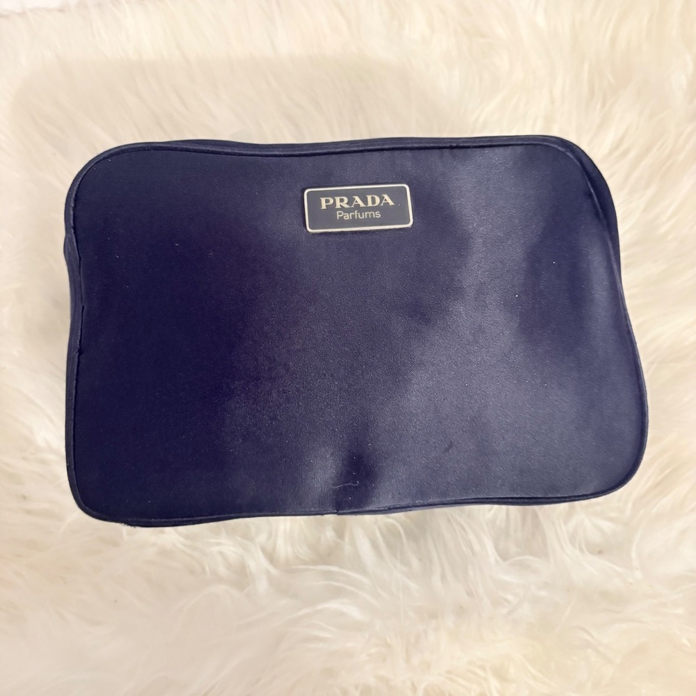 Prada Parfums Navy Blue Nylon Toiletry Cosmetic Makeup Bag - Picture 5 of 13